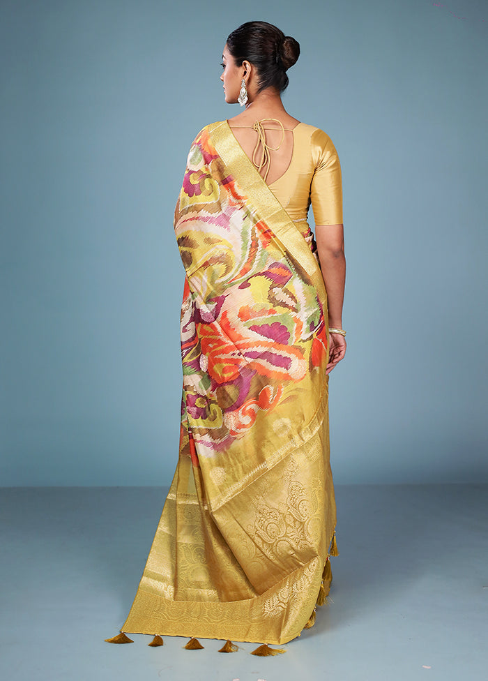 Multicolor Dupion Silk Saree With Blouse Piece