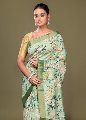 Multicolor Dupion Silk Saree With Blouse Piece