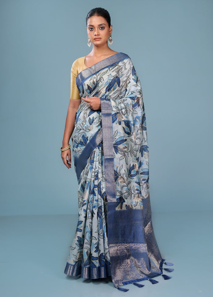Multicolor Dupion Silk Saree With Blouse Piece