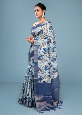 Multicolor Dupion Silk Saree With Blouse Piece