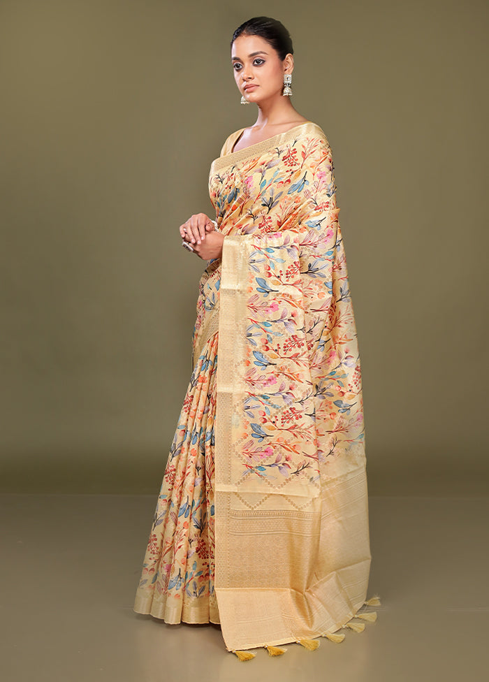 Multicolor Dupion Silk Saree With Blouse Piece