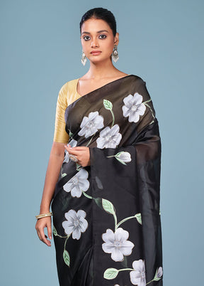 Black Organza Saree With Blouse Piece
