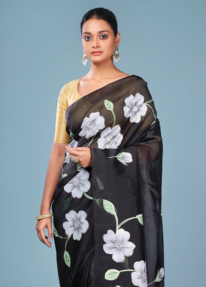 Black Organza Saree With Blouse Piece