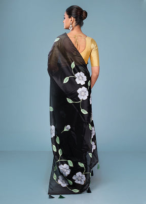 Black Organza Saree With Blouse Piece