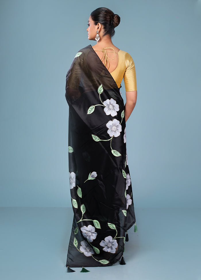 Black Organza Saree With Blouse Piece