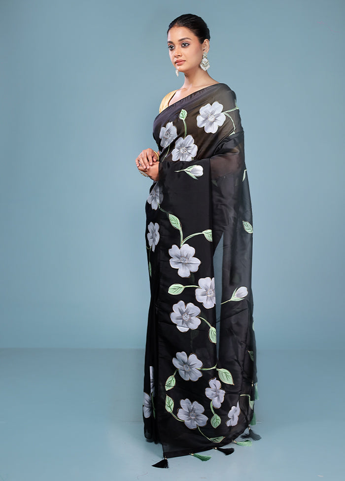 Black Organza Saree With Blouse Piece
