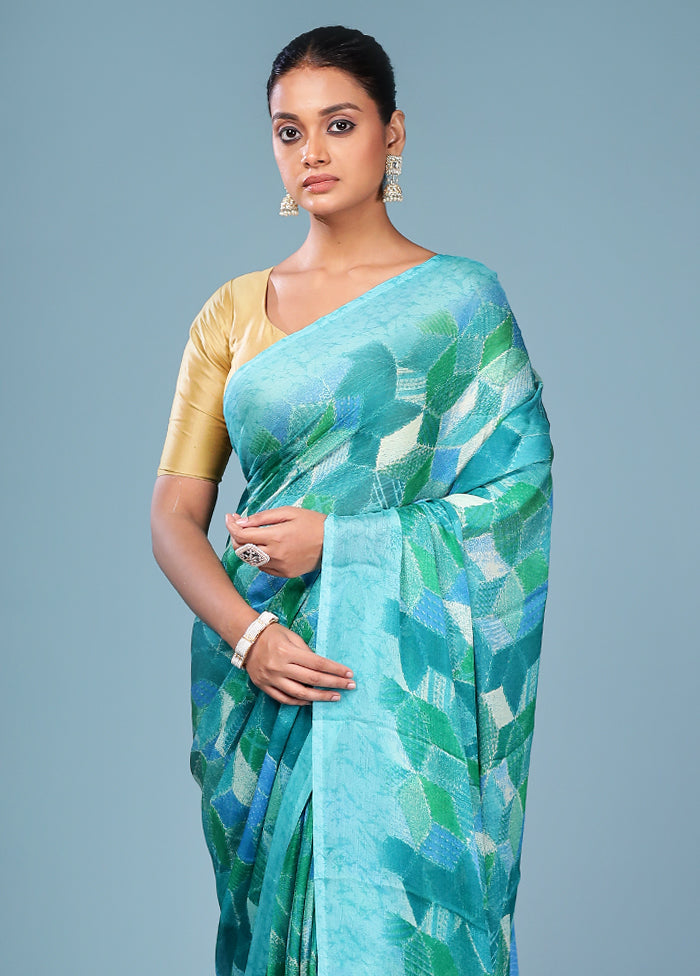 Multicolor Chiffon Silk Saree With Blouse Piece