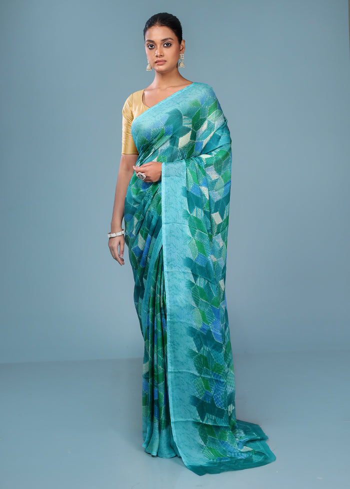 Multicolor Chiffon Silk Saree With Blouse Piece