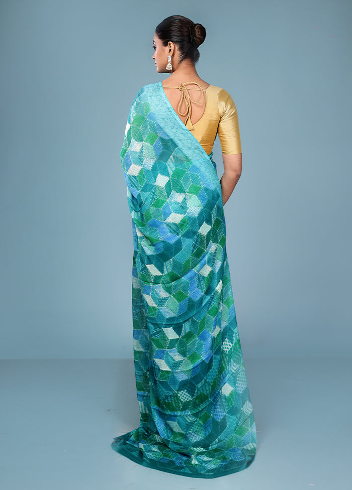 Multicolor Chiffon Silk Saree With Blouse Piece