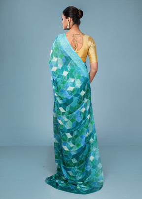 Multicolor Chiffon Silk Saree With Blouse Piece