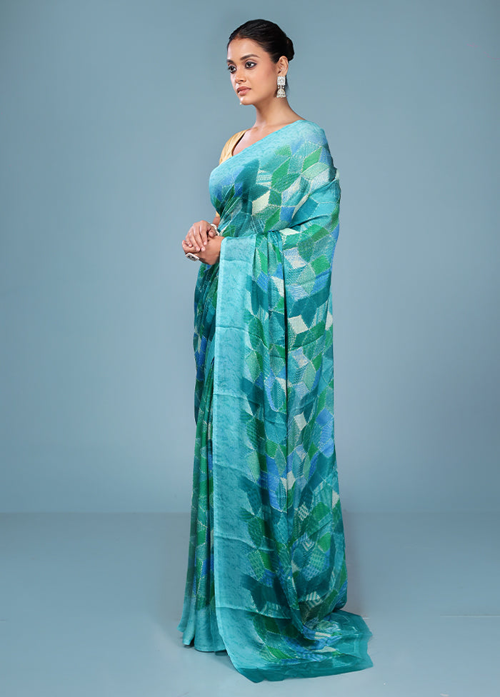 Multicolor Chiffon Silk Saree With Blouse Piece