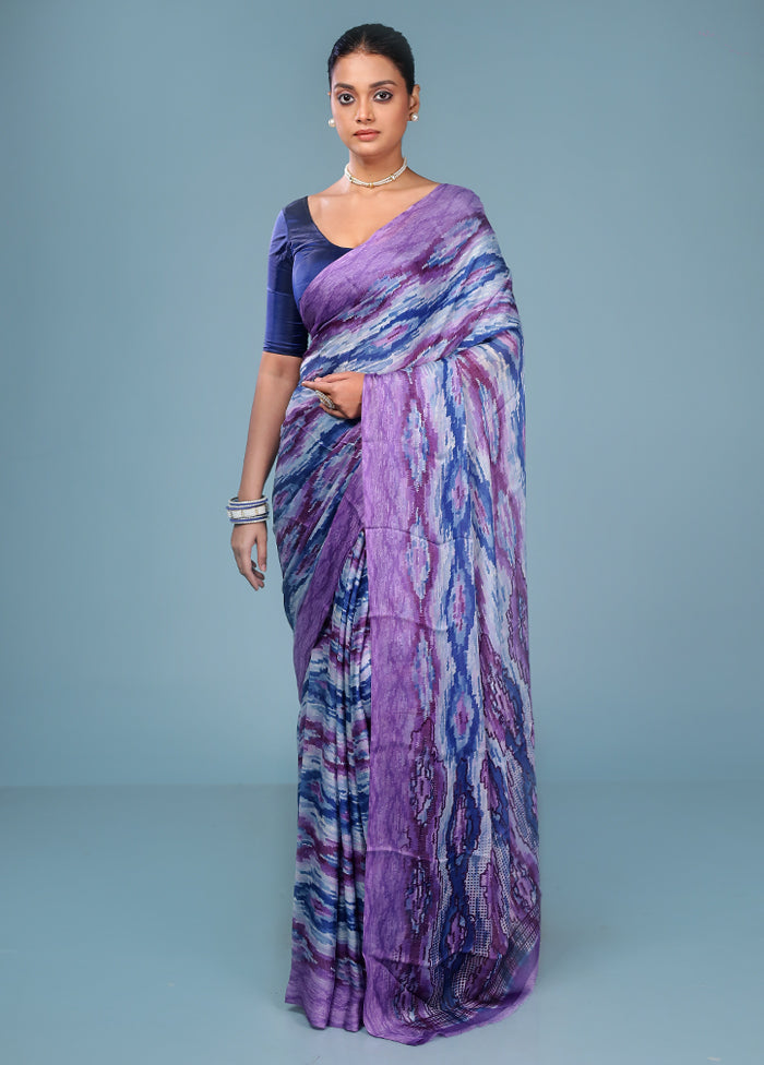 Multicolor Chiffon Silk Saree With Blouse Piece