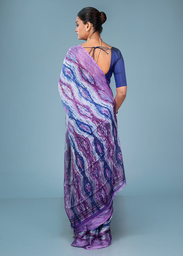 Multicolor Chiffon Silk Saree With Blouse Piece