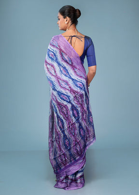 Multicolor Chiffon Silk Saree With Blouse Piece
