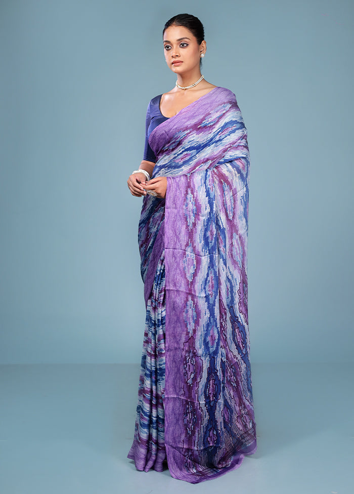 Multicolor Chiffon Silk Saree With Blouse Piece