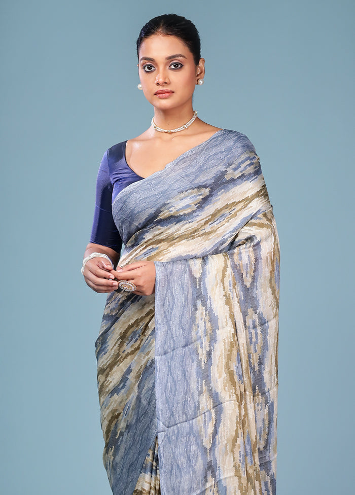 Multicolor Chiffon Silk Saree With Blouse Piece