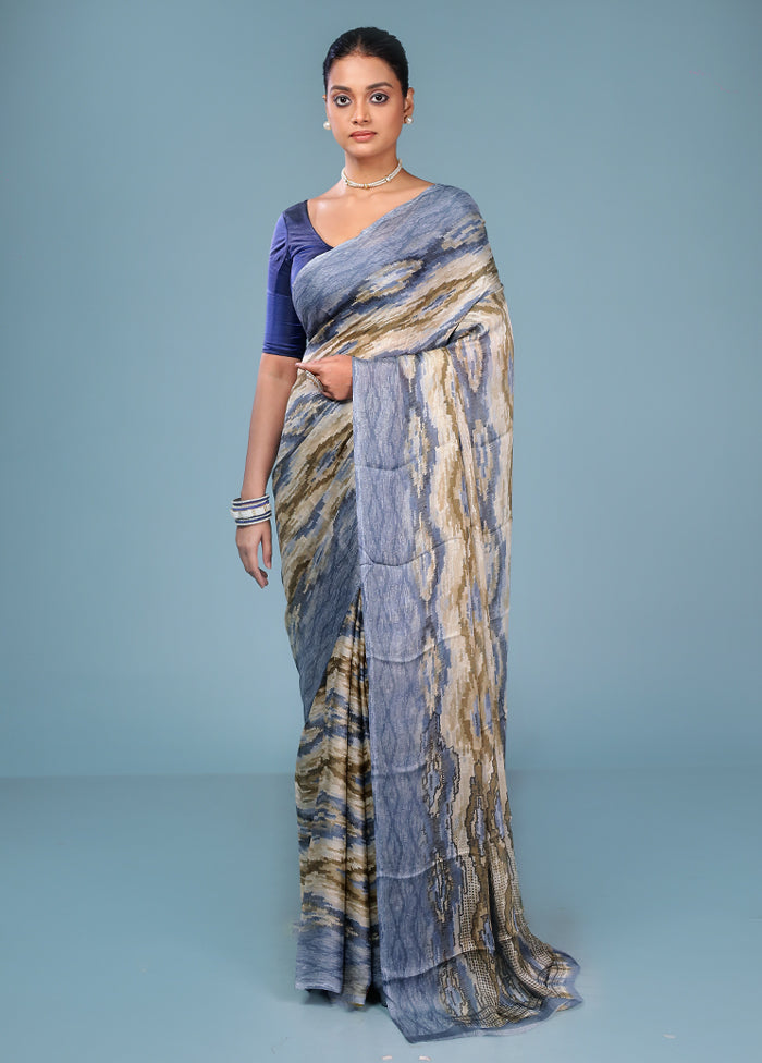 Multicolor Chiffon Silk Saree With Blouse Piece