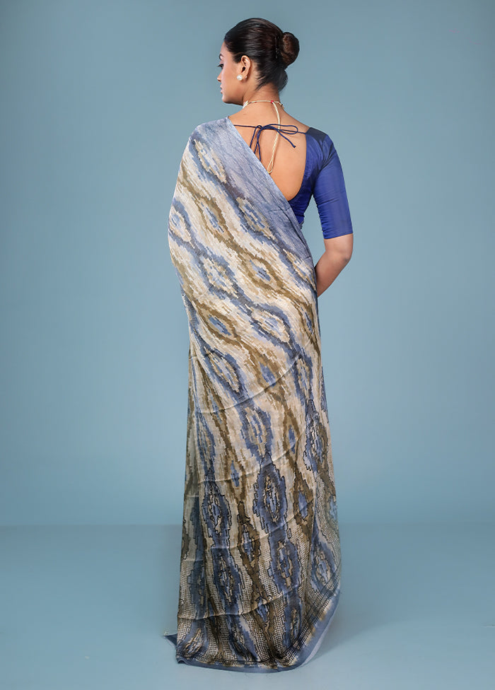 Multicolor Chiffon Silk Saree With Blouse Piece