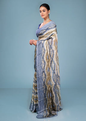 Multicolor Chiffon Silk Saree With Blouse Piece
