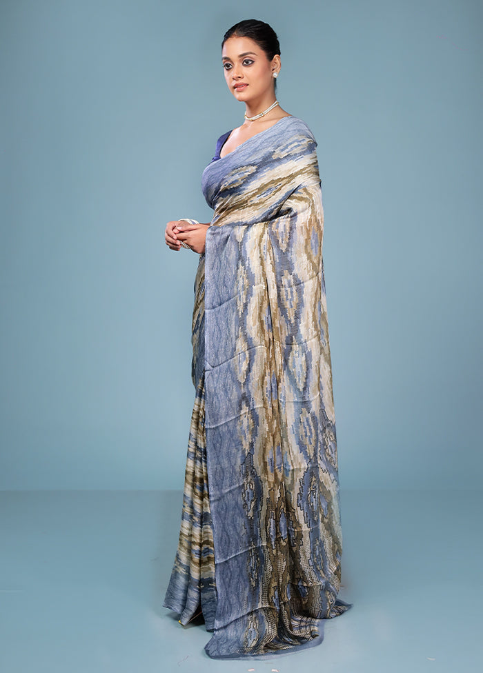 Multicolor Chiffon Silk Saree With Blouse Piece