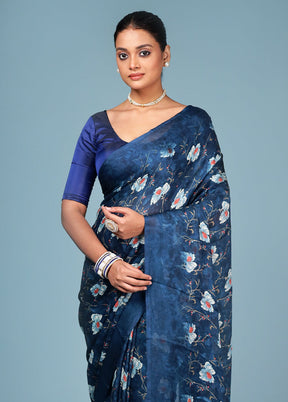 Multicolor Chiffon Silk Saree With Blouse Piece
