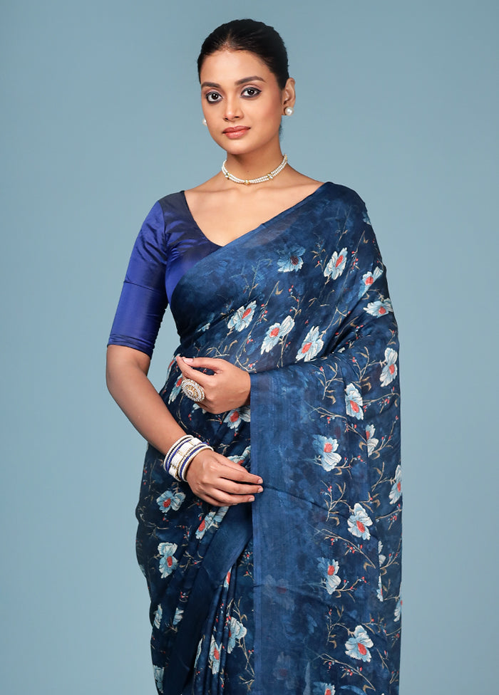 Multicolor Chiffon Silk Saree With Blouse Piece