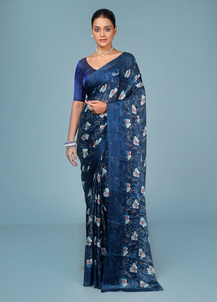 Multicolor Chiffon Silk Saree With Blouse Piece