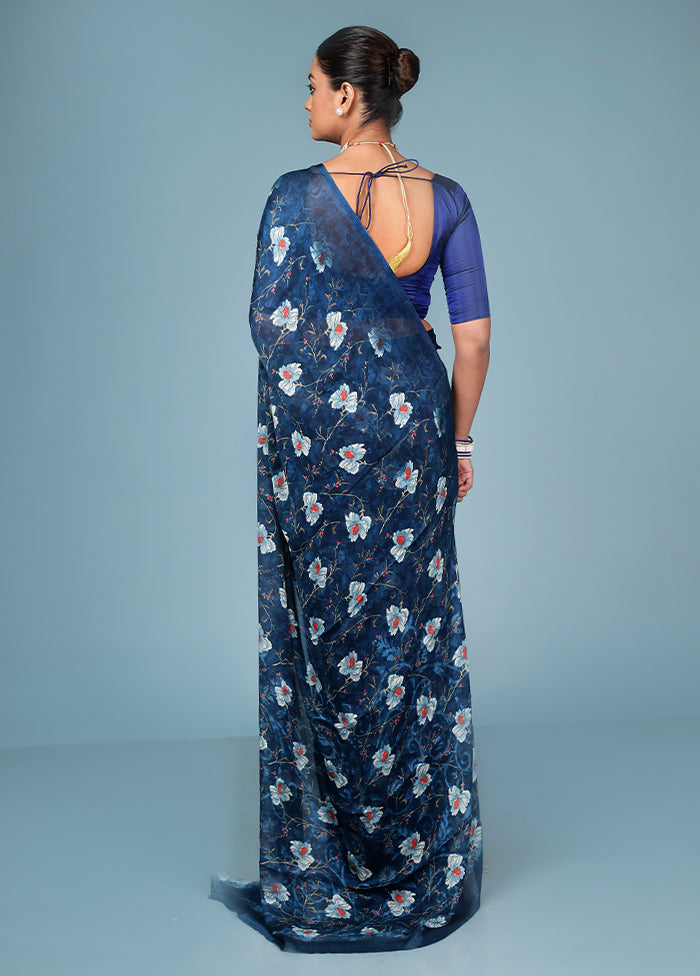 Multicolor Chiffon Silk Saree With Blouse Piece