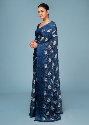 Multicolor Chiffon Silk Saree With Blouse Piece
