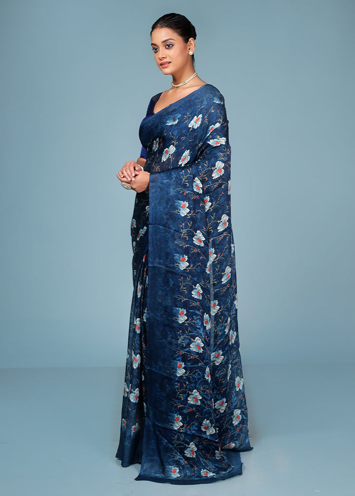 Multicolor Chiffon Silk Saree With Blouse Piece