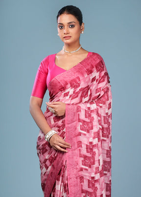 Multicolor Chiffon Silk Saree With Blouse Piece