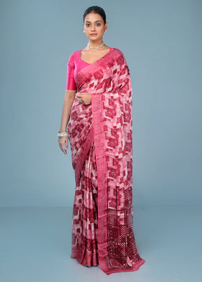 Multicolor Chiffon Silk Saree With Blouse Piece