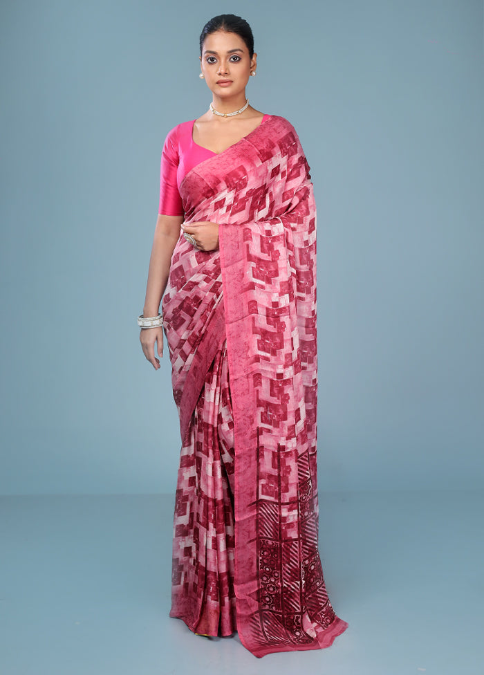 Multicolor Chiffon Silk Saree With Blouse Piece