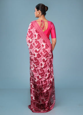 Multicolor Chiffon Silk Saree With Blouse Piece