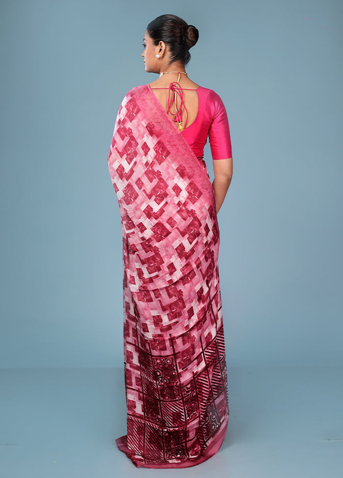 Multicolor Chiffon Silk Saree With Blouse Piece