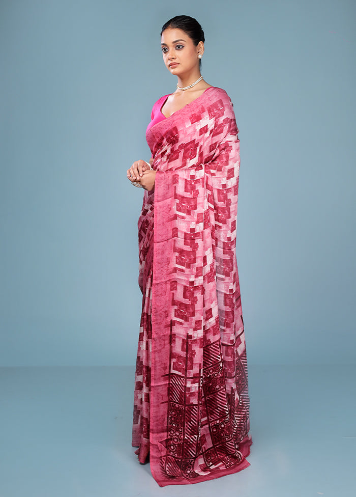 Multicolor Chiffon Silk Saree With Blouse Piece