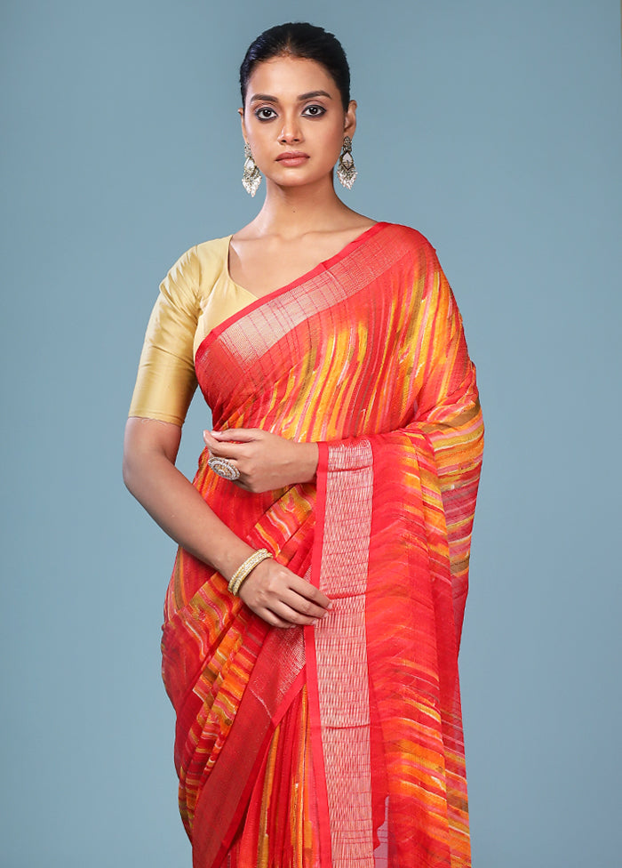Pink Chiffon Silk Saree With Blouse Piece