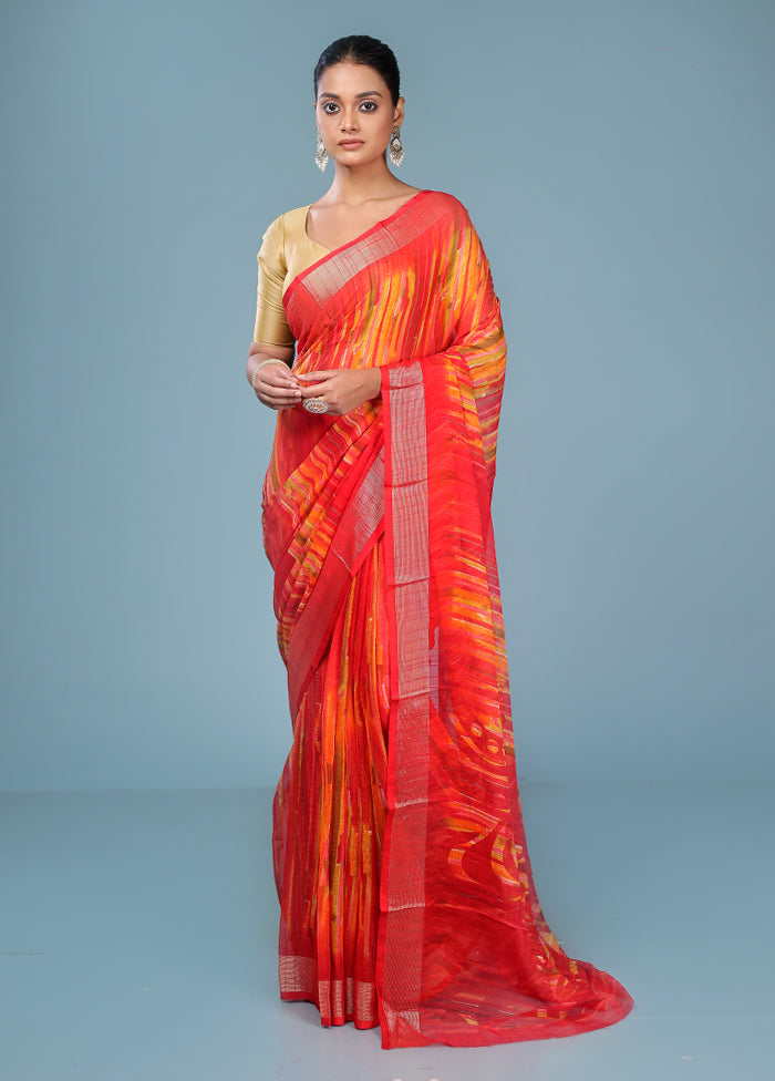 Pink Chiffon Silk Saree With Blouse Piece
