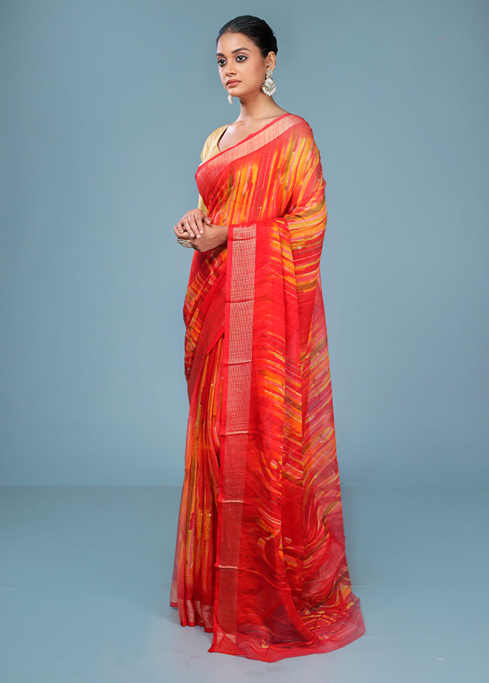 Pink Chiffon Silk Saree With Blouse Piece