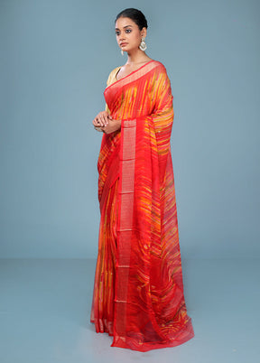 Pink Chiffon Silk Saree With Blouse Piece
