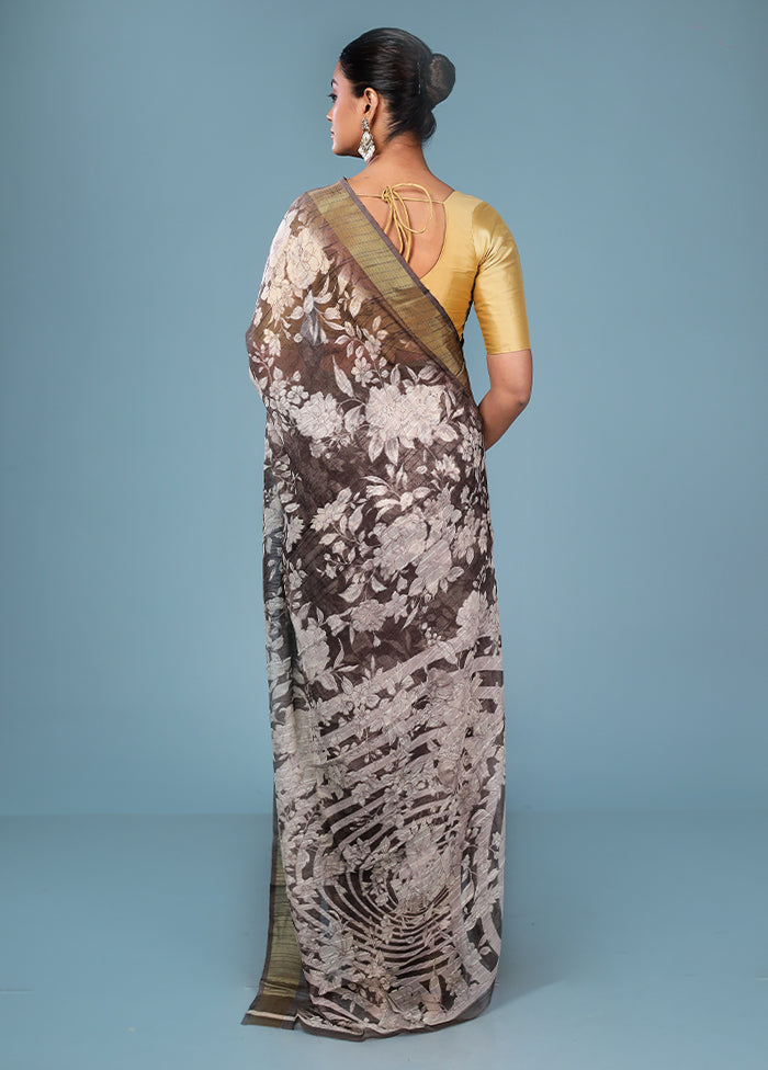 Multicolor Chiffon Silk Saree With Blouse Piece