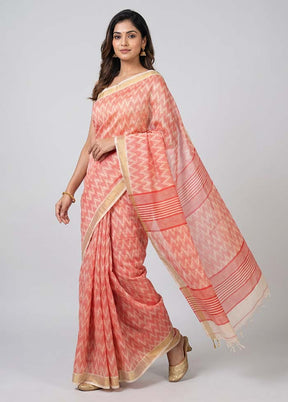 Cream Handloom Tussar Silk Saree With Blouse Piece