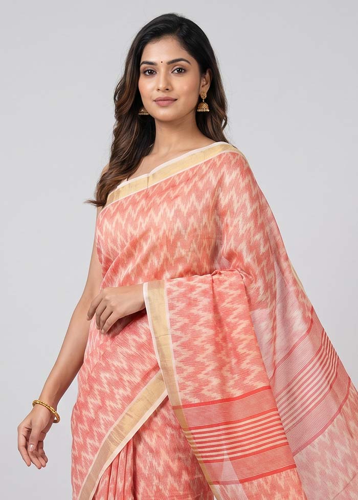 Cream Handloom Tussar Silk Saree With Blouse Piece