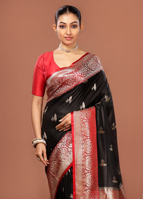 Black Uppada Silk Saree With Blouse Piece