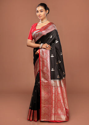 Black Uppada Silk Saree With Blouse Piece