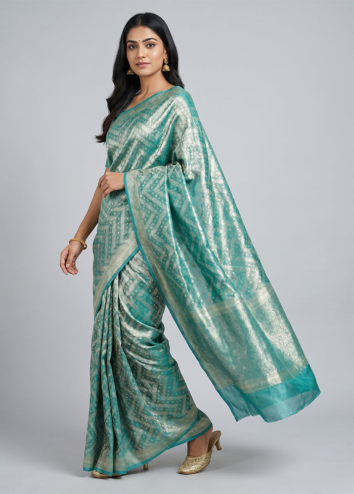 Green Tissue Silk Saree With Blouse Piece