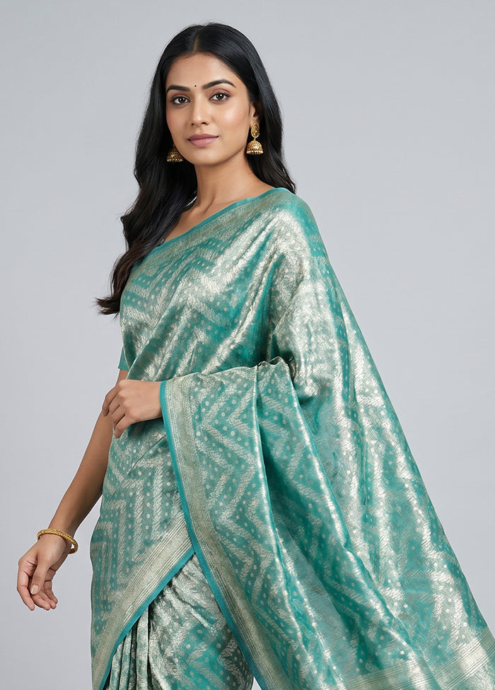 Green Tissue Silk Saree With Blouse Piece