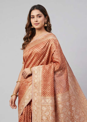 Pink Tissue Silk Saree With Blouse Piece