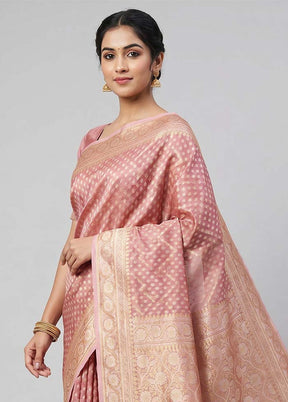 Pink Tissue Silk Saree With Blouse Piece