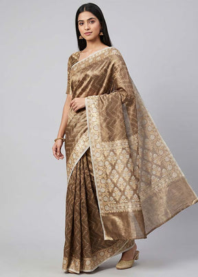 Cream Tissue Silk Saree With Blouse Piece